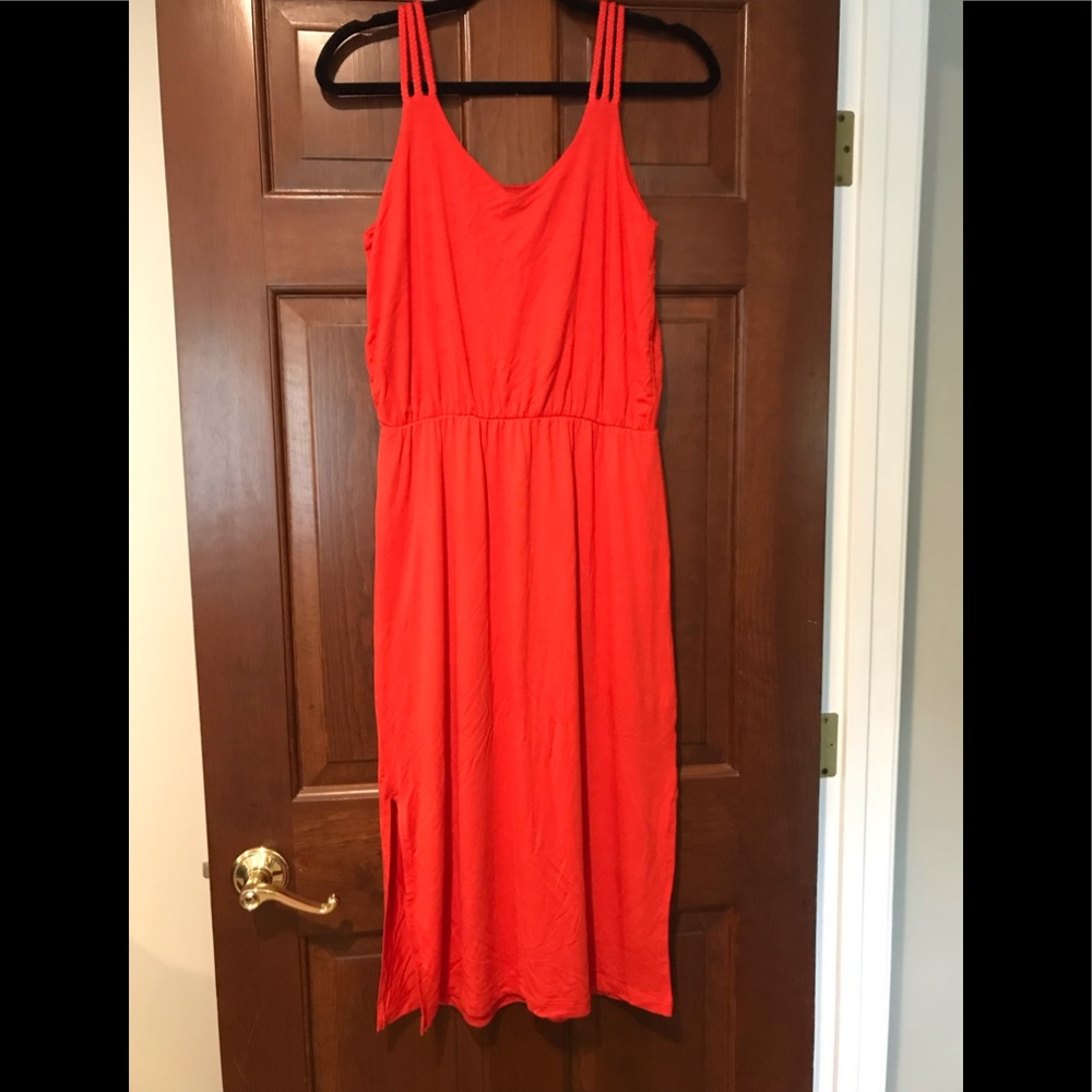 Orange-Red Multi-strap Boutique Maxi Dress. Sz. M